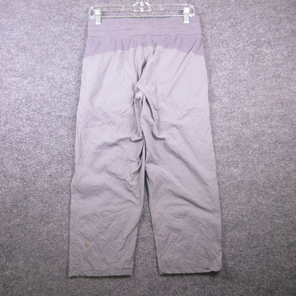 Lululemon Pants Womens 6 Gray Stripe Capri Drawstring Waist Yoga Athletic - Picture 2 of 11